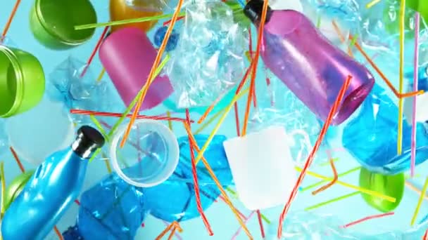 Mouvement Super Lent Des Déchets Plastiques Volants Dans Les Airs — Video