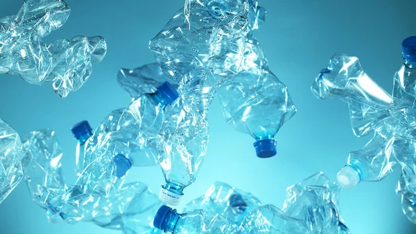 Haufen Fliegender Leerer Plastikflaschen Konzept Der Plastikverschmutzung — Stockfoto