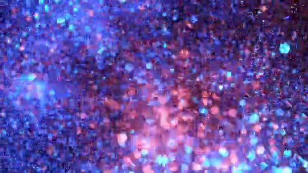 Super Slow Motion Glittering Coloured Particles Black Background Shallow Depth — Stock Video