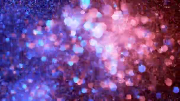 Super Slow Motion Glittering Coloured Particles Black Background Shallow Depth — Stock Video