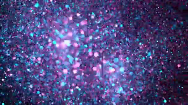 Movimento Super Lento Partículas Coloridas Brilhantes Sobre Fundo Preto Profundidade — Vídeo de Stock