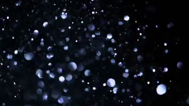 Super Slow Motion Scintillanti Particelle Colorate Sfondo Nero Profondità Messa — Video Stock