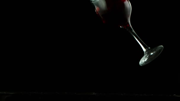 Супер Повільний Рух Падаючого Келиха Червоного Вина Зруйнованого Знімається Високошвидкісній — стокове відео