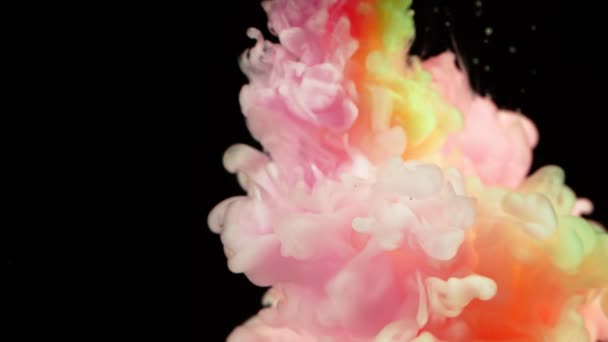 Super Slow Motion Inchiostri Colorati Acqua Isolato Sfondo Nero Girato — Video Stock