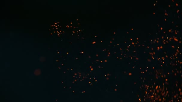 Szuper Lassított Felvétel Fekete Háttérben Izolált Tüzes Szikrákról Nagy Sebességű — Stock videók