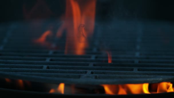 Superzeitlupe Der Flammen Mit Leerem Grillrost Gefilmt Mit High Speed — Stockvideo