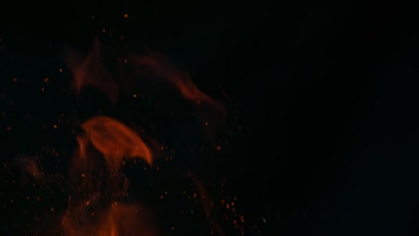 Siyah Arka Planda Izole Edilmiş Çok Yavaş Ateş Kıvılcımları Yüksek — Stok video
