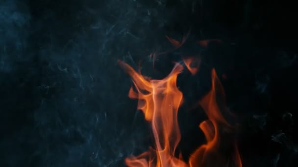 Super Slow Motion Flames Isolated Black Background Filmed High Speed — Stock Video
