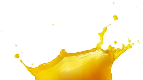 Orangensaft Spritzt Kronenform Isoliert Auf Weißem Hintergrund — Stockfoto