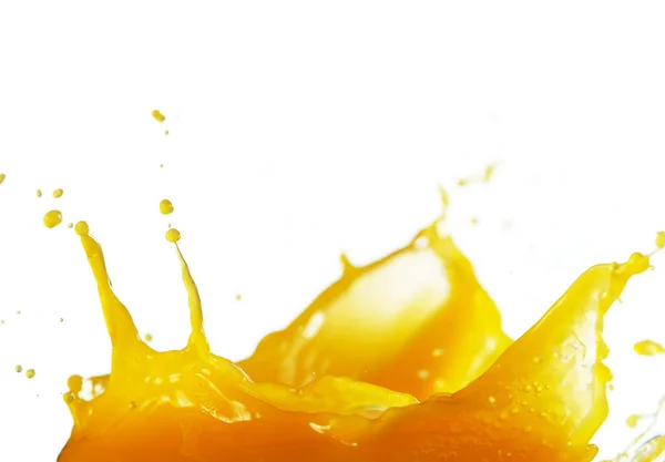 Salpicos de suco de laranja no fundo branco — Fotografia de Stock