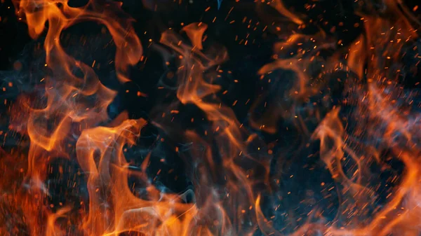 Closeup Fire Isolated Black Background — Stock Photo, Image