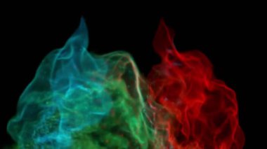 Siyah arka planda izole edilmiş çok yavaş renkli ateş patlamaları. Yüksek hızlı kamera, 1000 fps.