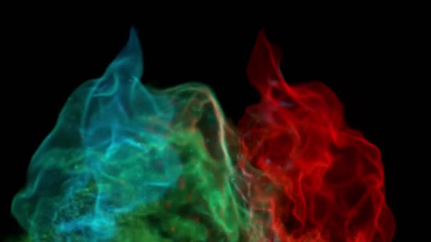 Super Slow Motion Esplosioni Fuoco Colorato Isolato Sfondo Nero Girato — Video Stock