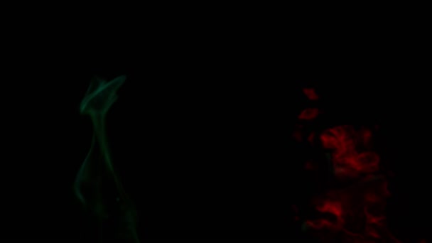 Mouvement super lent de coups de feu colorés isolés sur fond noir. Filmé par caméra haute vitesse, 1000 images par seconde 