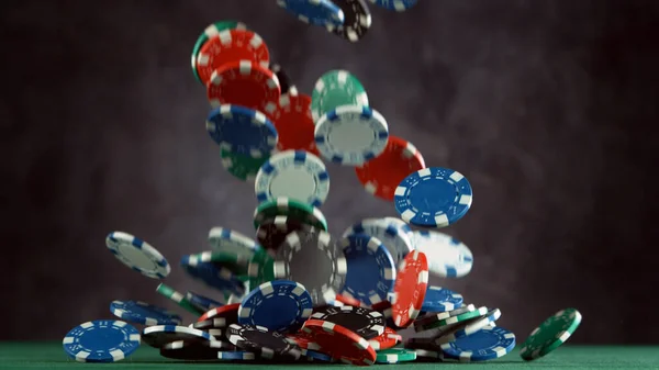 Poker Still Life Con Poker Chips Caduta Concetto Gioco Azzardo — Foto Stock