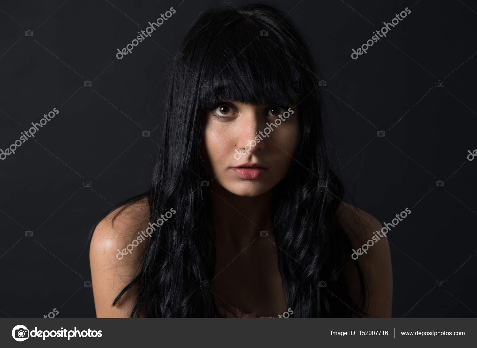 Brunette Mixed Race Hispanic Caucasian Girl With Long And Shiny