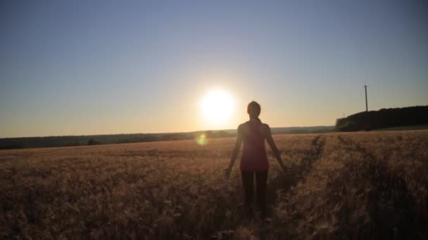 Vrouw doet yoga uitoefening van gezonde levensstijl fitness buiten. — Stockvideo