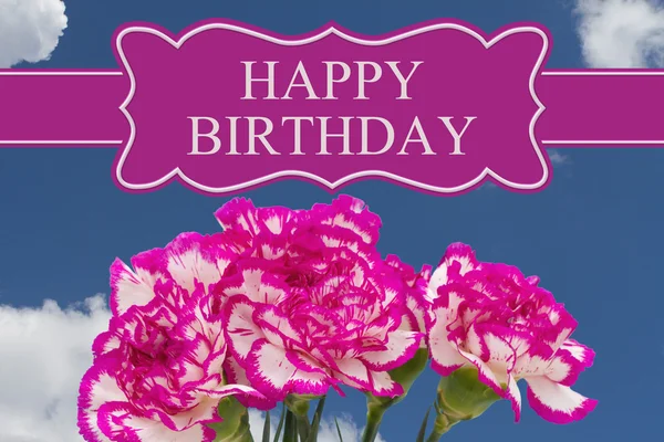 Happy Birthday Greeting with a Pink and White Peony Bouquet — Stock Photo, Image