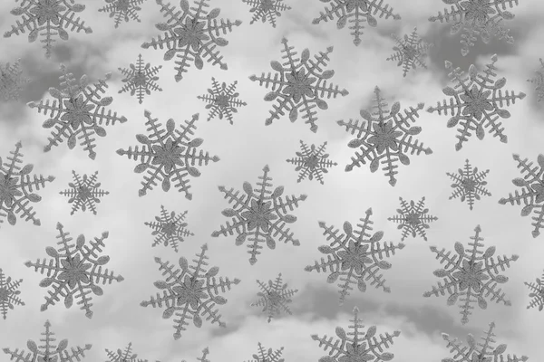 Šedá Snowflake vzor opakování pozadí — Stock fotografie