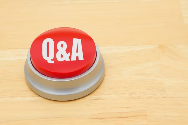 Q&A 빨간 푸시 버튼 — 스톡 사진