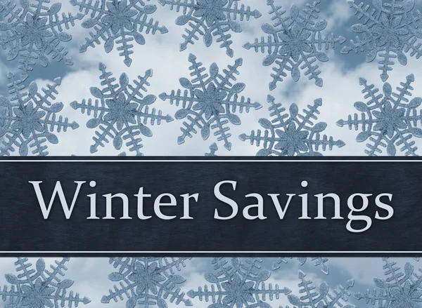 Fondo de copo de nieve azul con mensaje de ahorros de invierno —  Fotos de Stock
