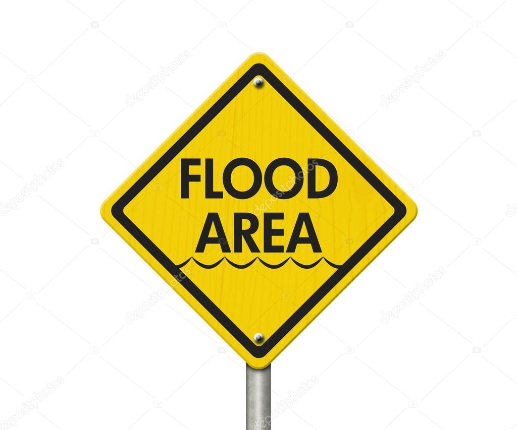 Yellow Warning Flood Area Highway Road Sign