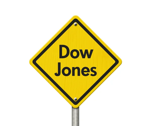 Sinal amarelo da estrada da Dow Jones da advertência — Fotografia de Stock