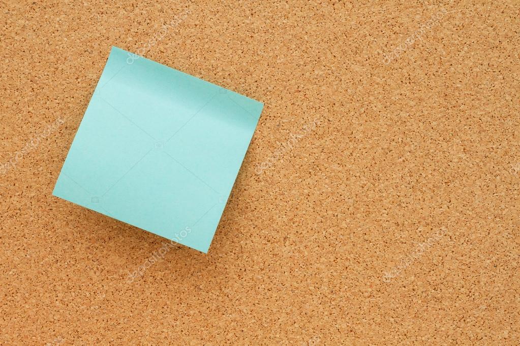collection of colorful variety post it. paper note reminder sticky notes  pin on cork bulletin board. empty space for text. Stock Photo