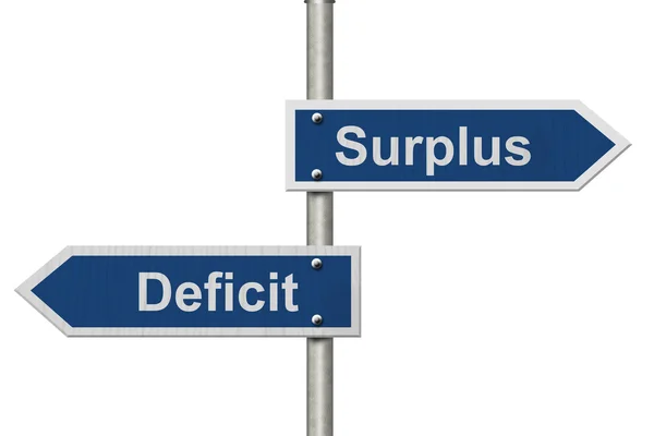 Diferença entre um excedente e um défice — Fotografia de Stock