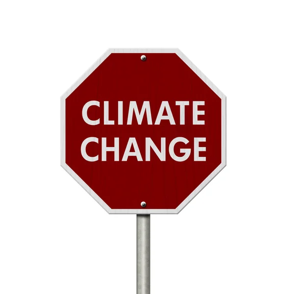 Climate change red stop highway road sign — Stock Photo, Image