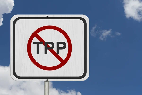 Stop de witte Trans-Pacific Partnership-verkeersbord — Stockfoto