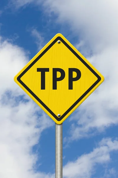 Жовтий попереджувальний знак Транстихоокеанського партнерства — стокове фото