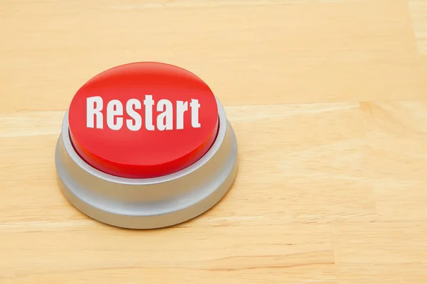 Bir yeniden başlatma kırmızı düğme — Stok fotoğraf