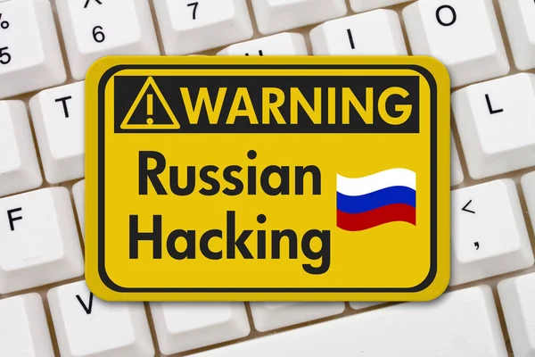 Russian hacking warning sign — Stock Photo, Image