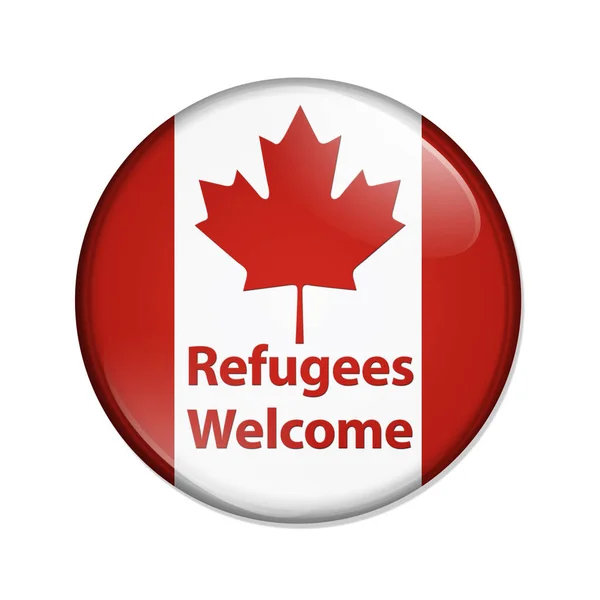 Canada is welcoming refugees button — Stock Photo, Image