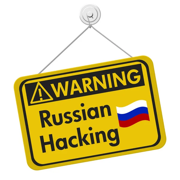 Russian hacking warning sign — Stock Photo, Image