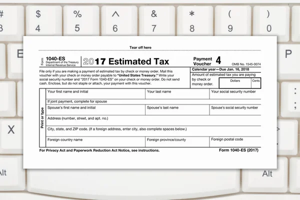 Een Amerikaanse federale belasting 1040 geschat inkomen belastingformulier — Stockfoto