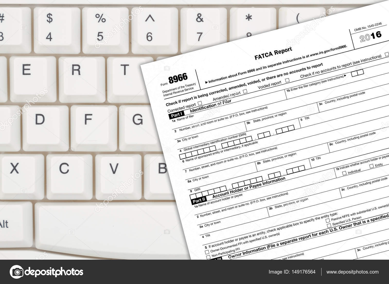 我们联邦税8966 Fatca 税单——图库图片© karenr #149176564