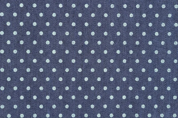 Denim azul escuro com fundo de tecido teal polka dot — Fotografia de Stock