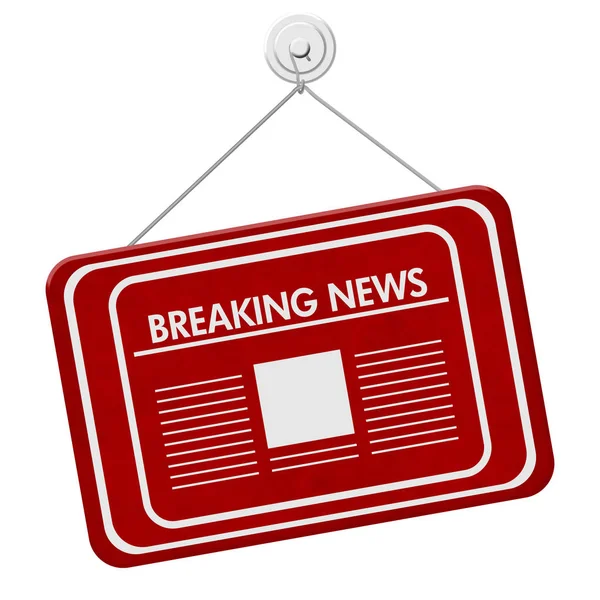 Breaking News pictogram rode opknoping sign geïsoleerd op wit — Stockfoto