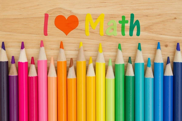 Matematik mesaj kalem boya kalemleri ile seviyorum — Stok fotoğraf