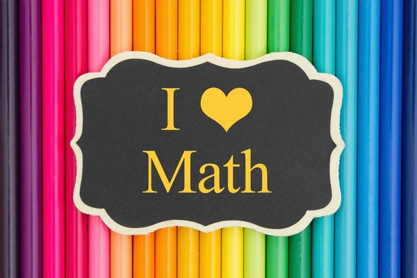 Ik hou van math bericht met potlood kleurpotloden — Stockfoto