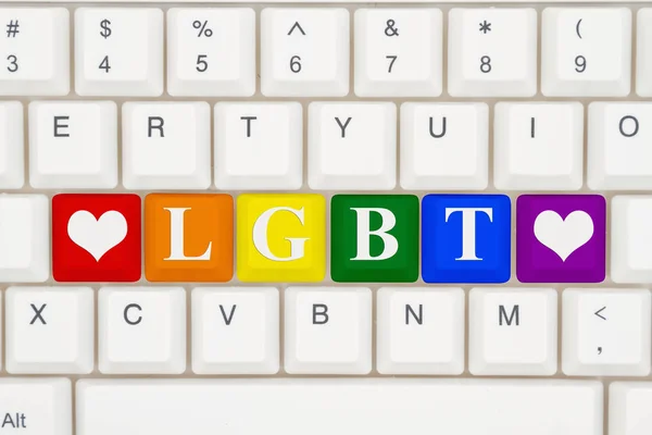 Un primer plano de un teclado con texto resaltado LGBT —  Fotos de Stock