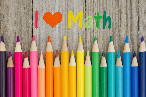 Matematik mesaj kalem boya kalemleri ile seviyorum — Stok fotoğraf