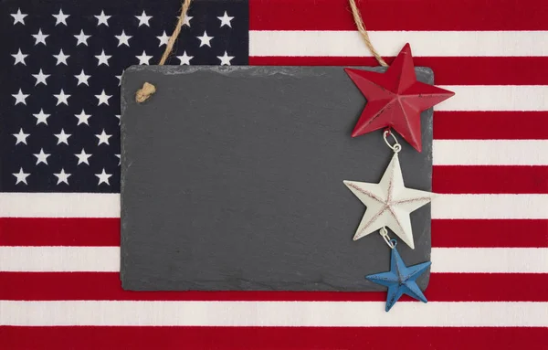 United States of America flag with a black chalkboard with stars — Stock Photo, Image