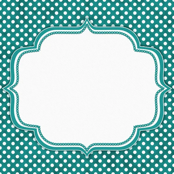 Teal and white polka dot border with copy space — Stock Photo, Image