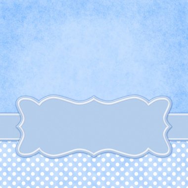 Mavi ve beyaz puantiyeli kare kenarlık kopya alanı ile