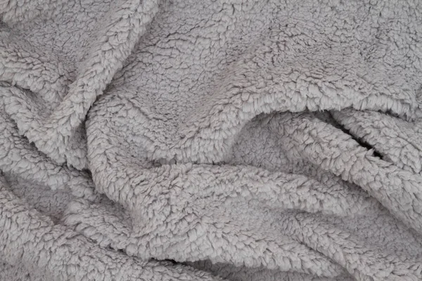 Сірий шерпа текстурований плюшевий матеріал тканини фон — стокове фото