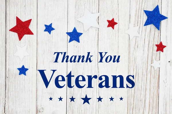 Veterans Day message with stars on a weathered whitewash wood — Stock Photo, Image