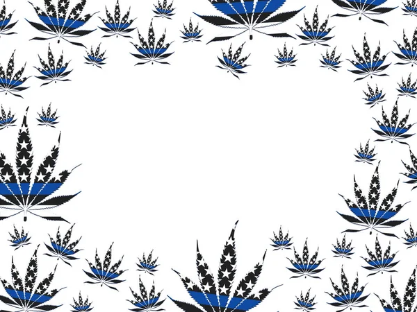 USA thin blue line marijuana leaf border isolated over white — Stockfoto